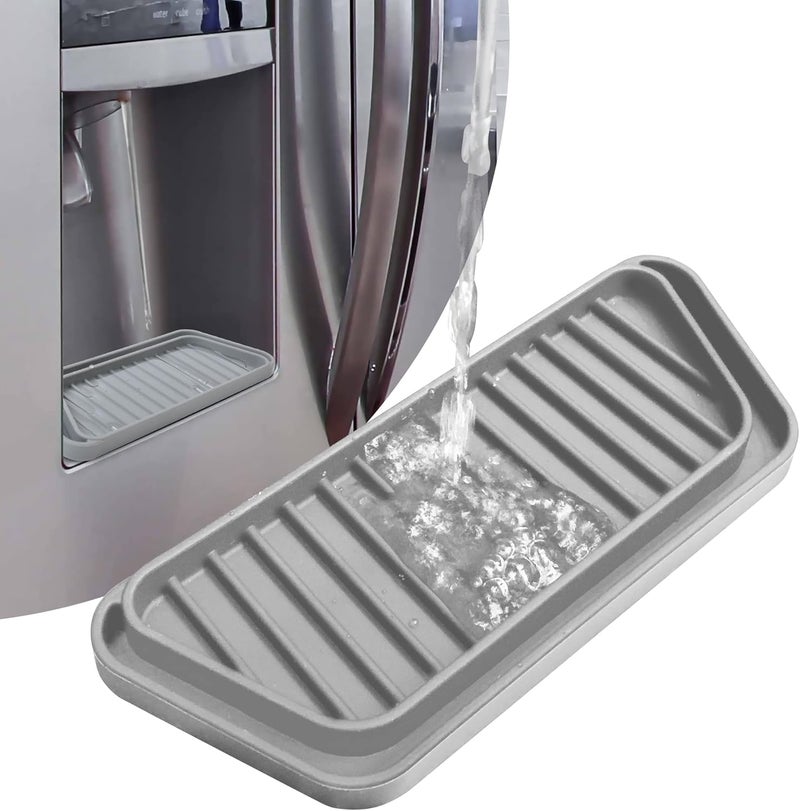 KindGa Refrigerator Drip Catcher Tray,Protector Ice and Water Dispenser Pan,Fridge Spills Water Pad Catch Basin for Drainage (Rectangular,Grey) - Image 1